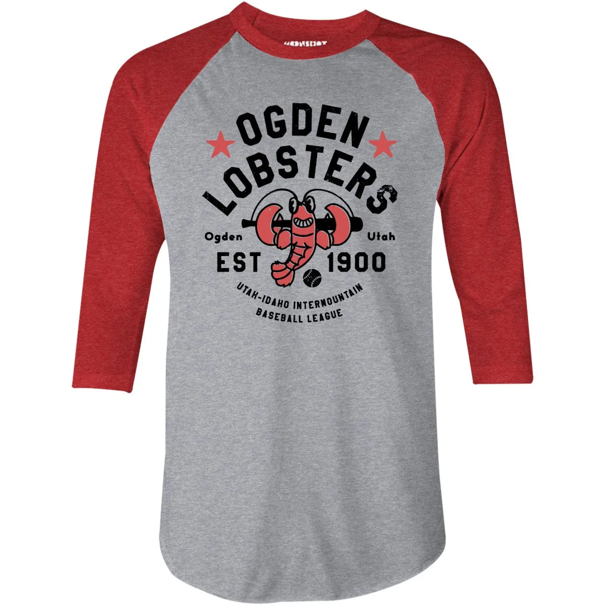 Ogden Lobsters - Utah - Vintage Defunct Baseball Teams - 3/4 Sleeve Raglan T-Shirt