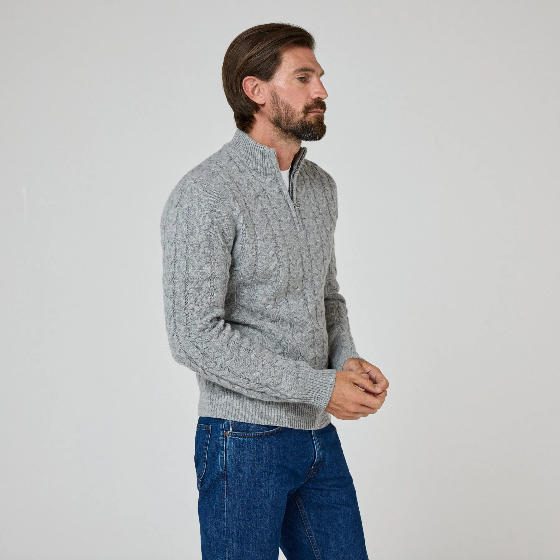 Oliver Sweeney Darlington 1/4 Zip Knitwear in Grey