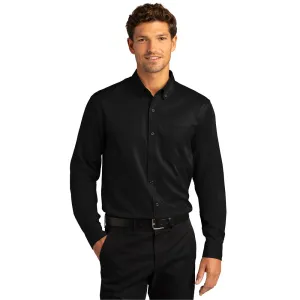 Port Authority® Long Sleeve SuperPro React™ Twill Shirt - Deep Black