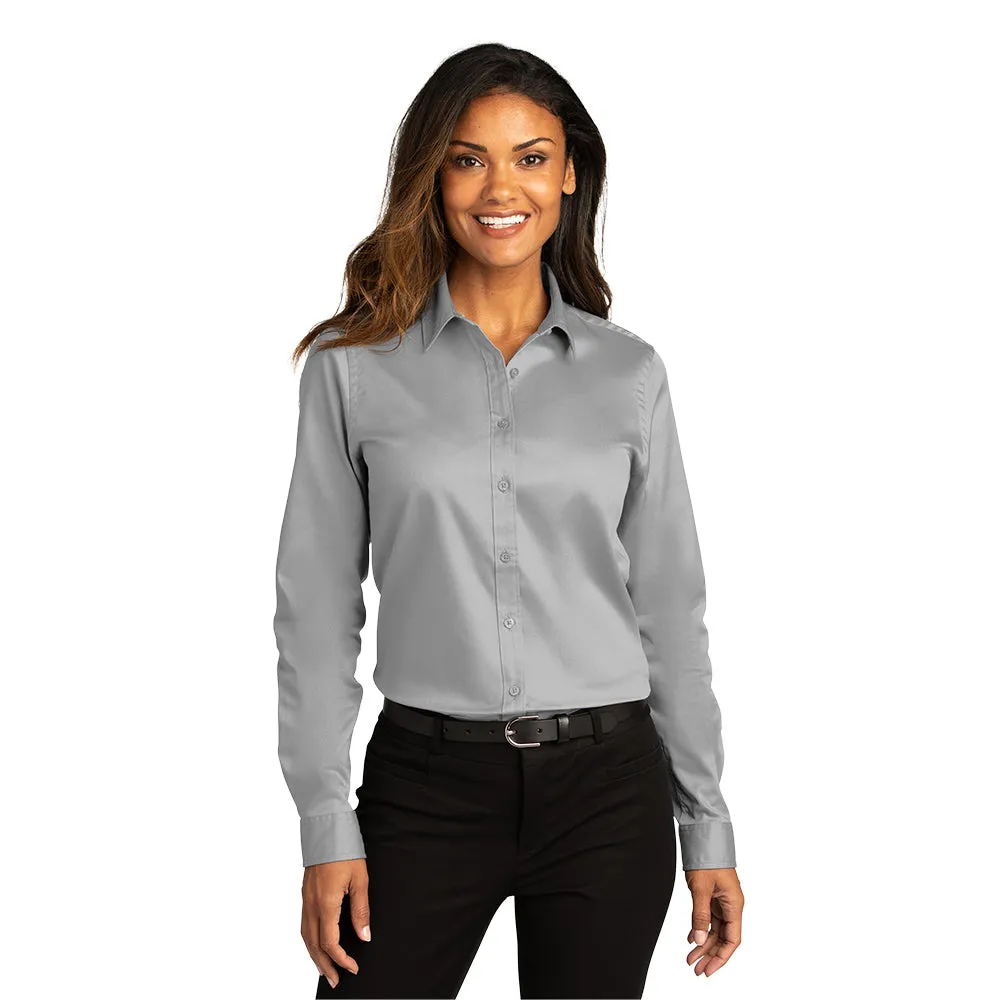 Port Authority® Women's Long Sleeve SuperPro React ™ Twill Shirt - Gusty Grey