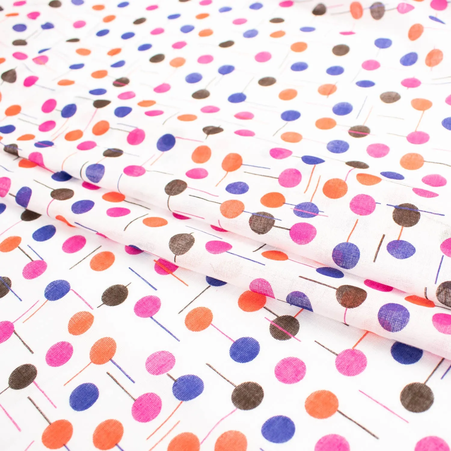 Printed Voile Red & Blue Dots