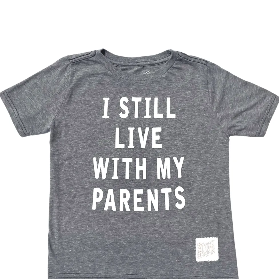 Retro Brand - I Still Live With My Parents Tee in Heather Grey