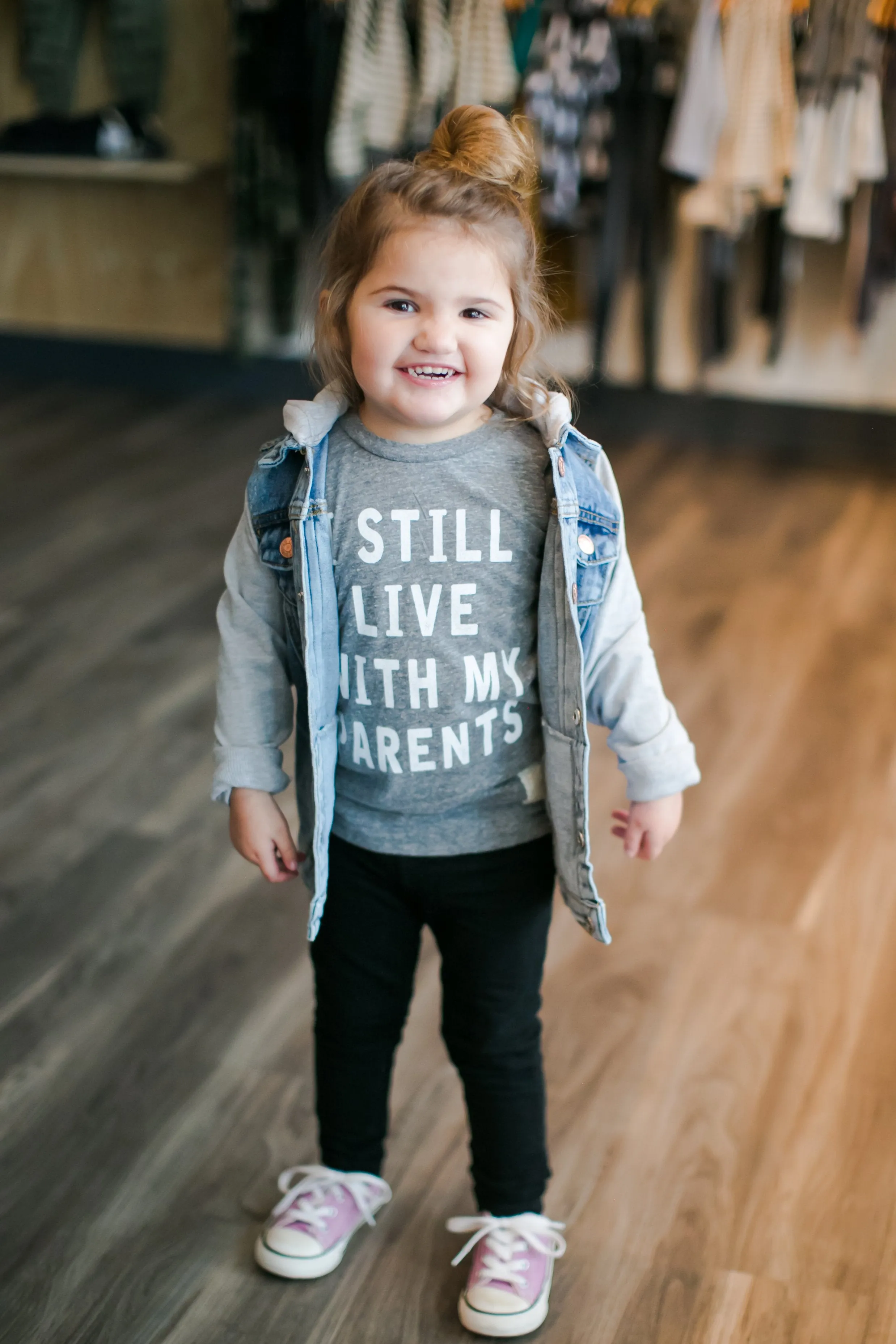 Retro Brand - I Still Live With My Parents Tee in Heather Grey