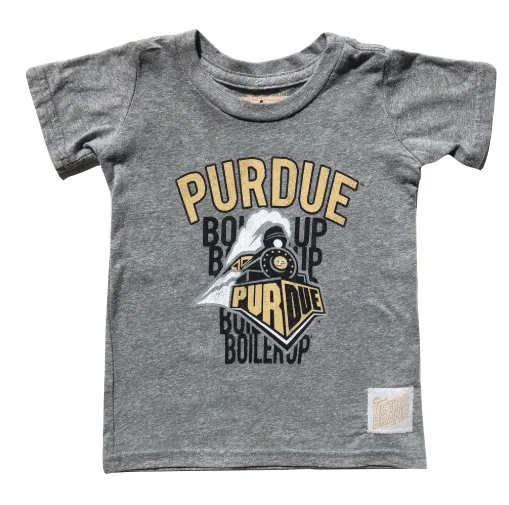 Retro Brand - Purdue Boiler Up Slim Tee in Heather Grey