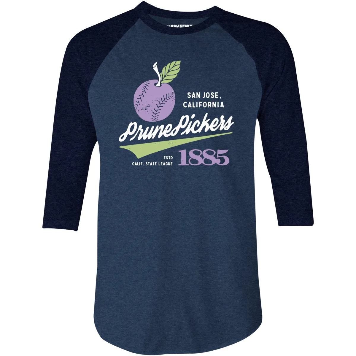 San Jose Prune Pickers - California - Vintage Defunct Baseball Teams - 3/4 Sleeve Raglan T-Shirt