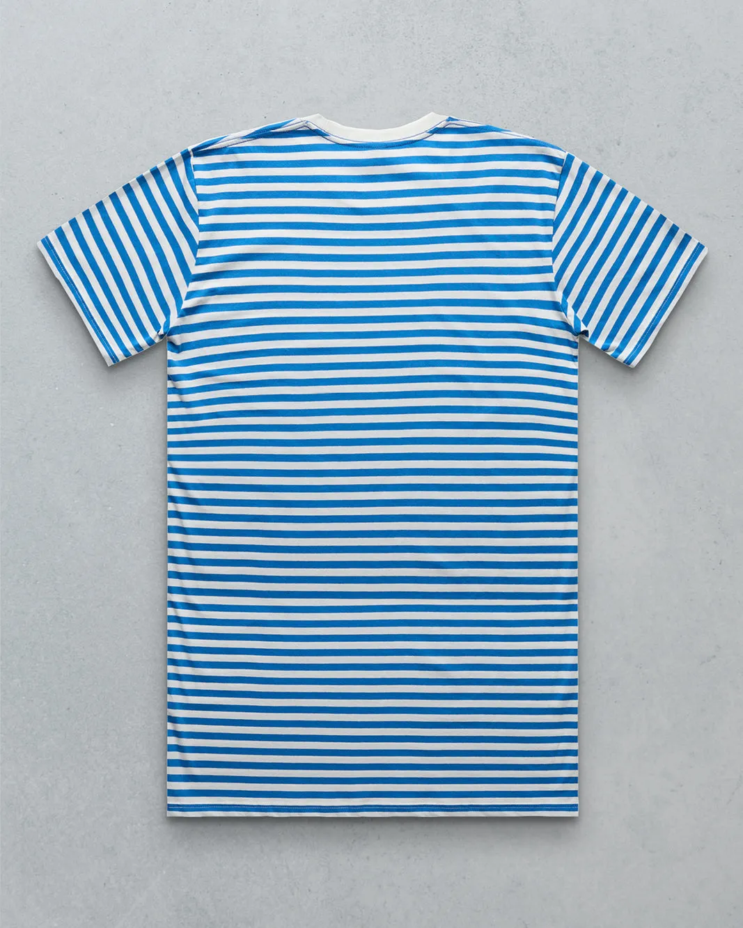 Shines // Men's Striped Tee - White & Mid Blue