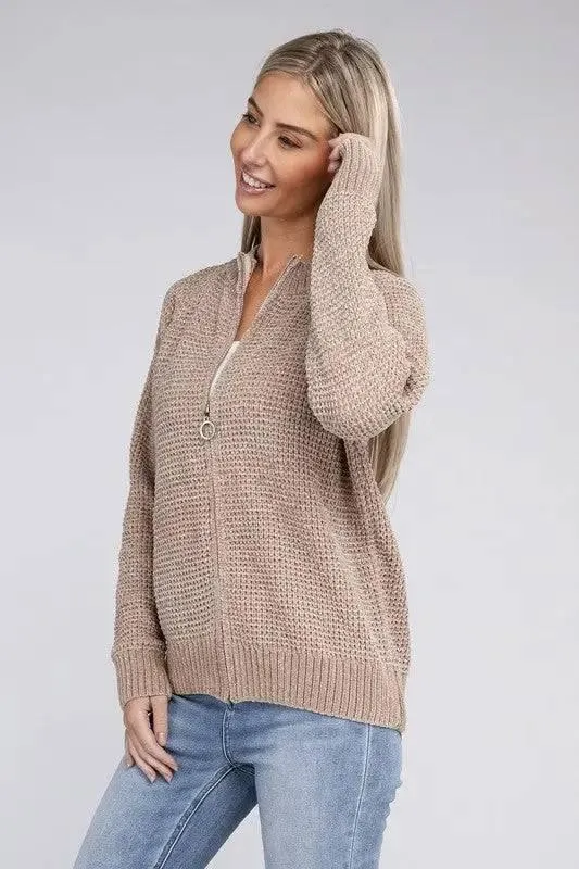 Soft Knit Zip Up Sweater