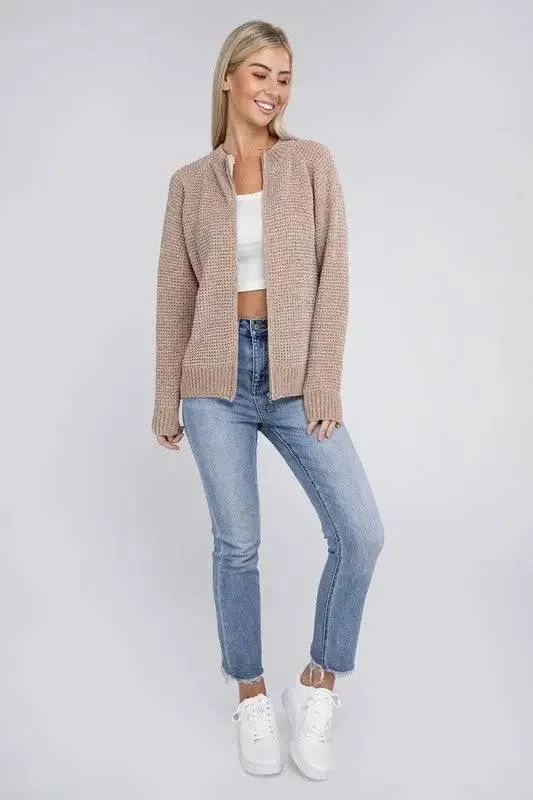 Soft Knit Zip Up Sweater