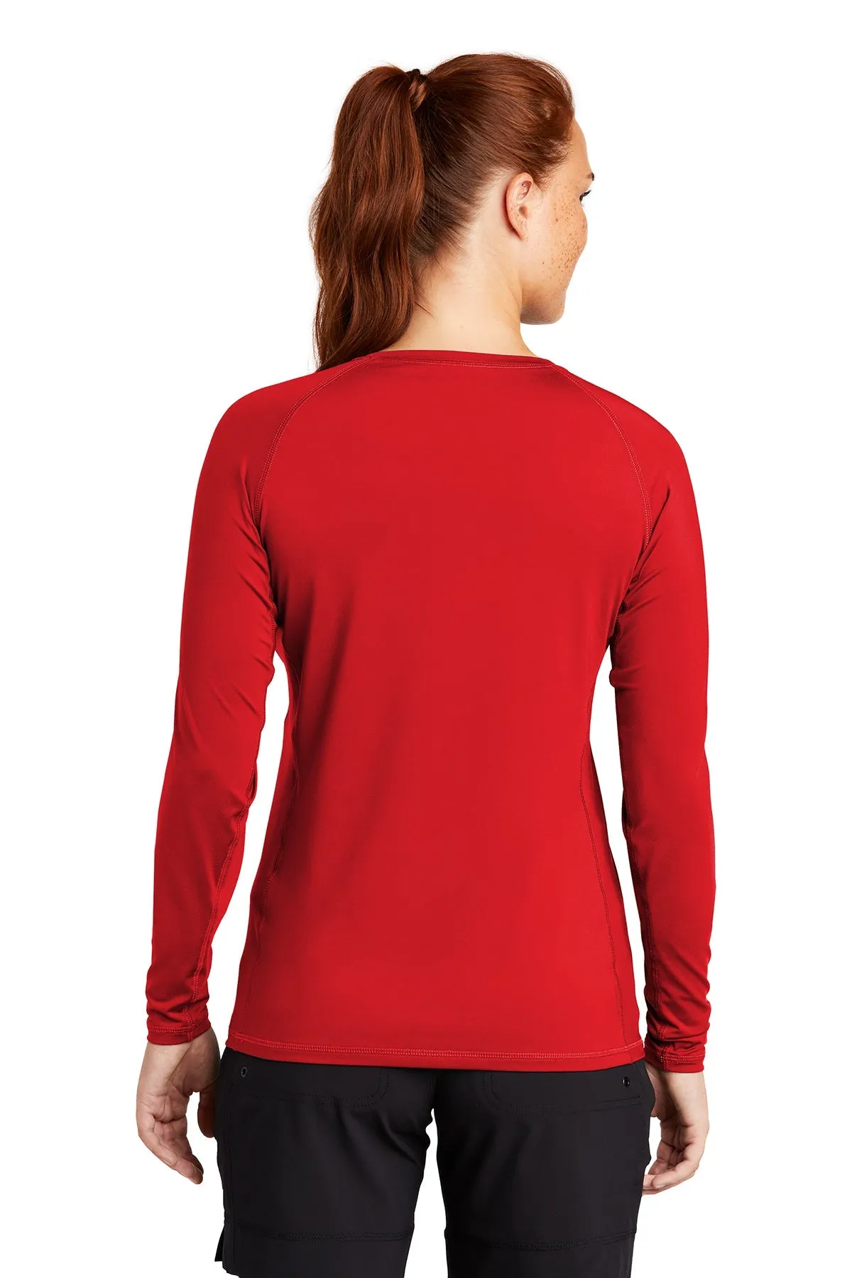 Sport-Tek Ladies Long Sleeve Rashguard Branded Tee's, TRUE Red