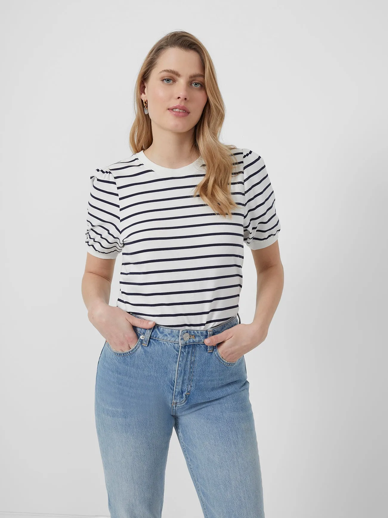 Striped Puff-Sleeved Top