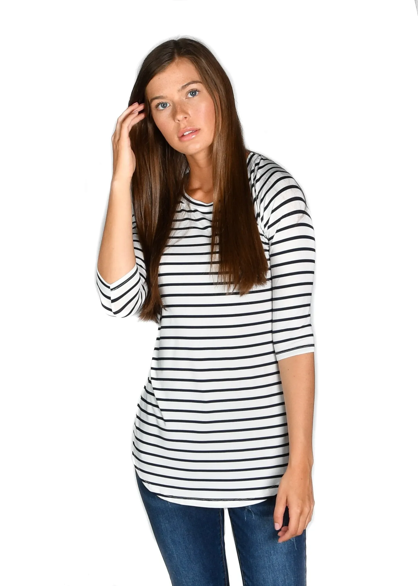 Striped Raglan: White/Black