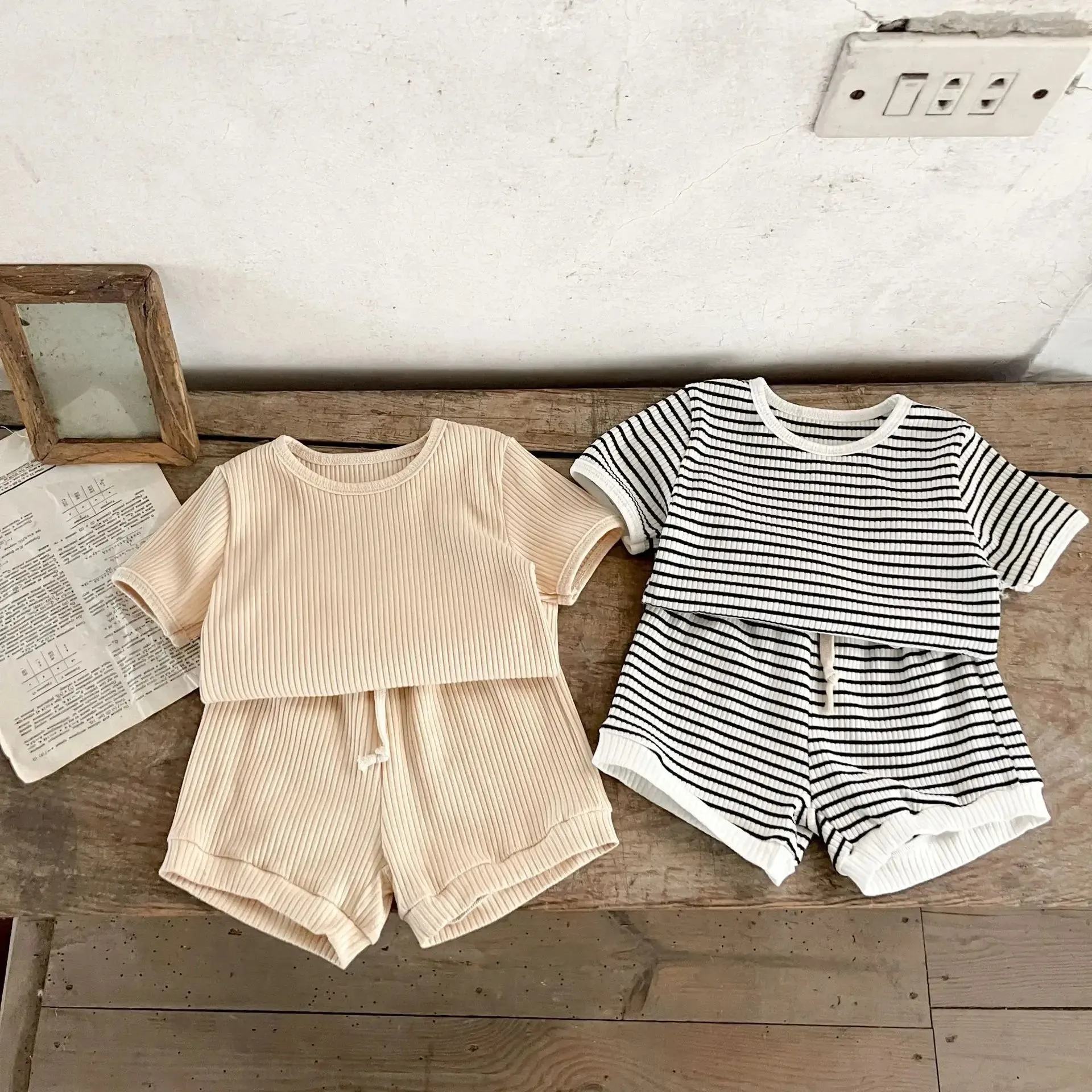 Summer Infant Boys Short Sleeve Striped Tops  Shorts