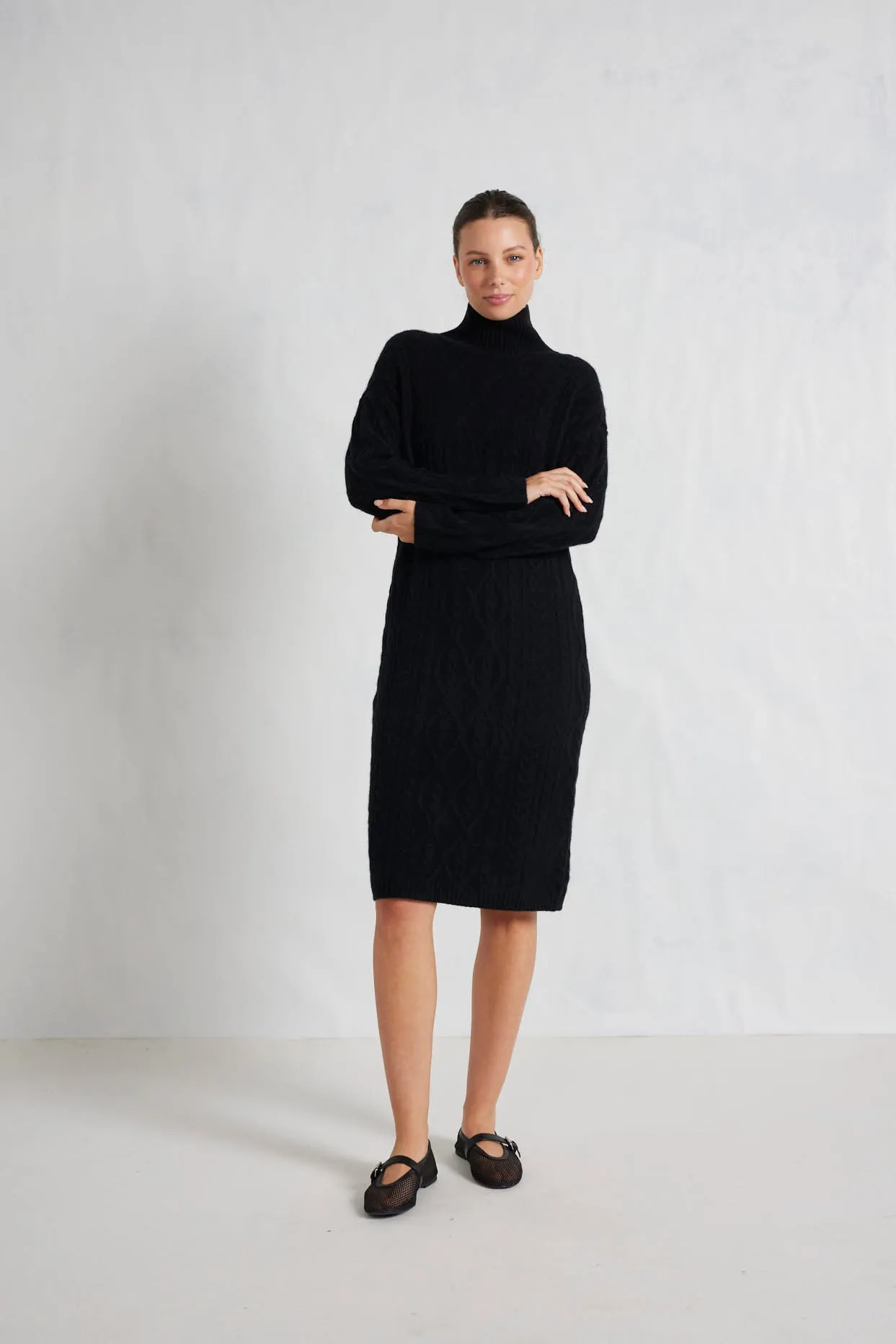 Violet Polo Cashmere Dress in Black