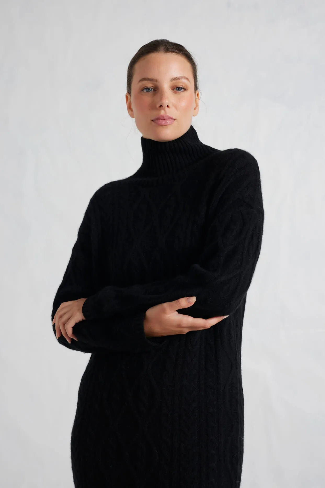 Violet Polo Cashmere Dress in Black