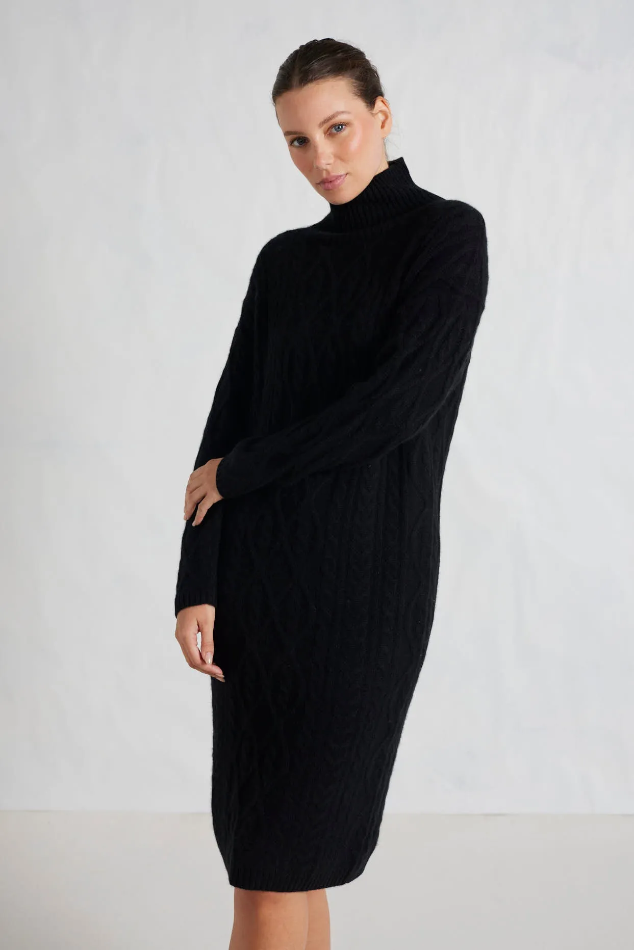 Violet Polo Cashmere Dress in Black