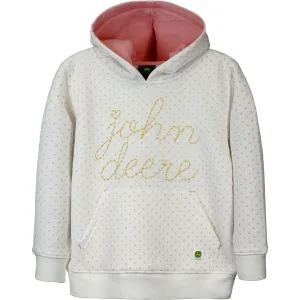 White with Pink Polka Dots Script Hoodie