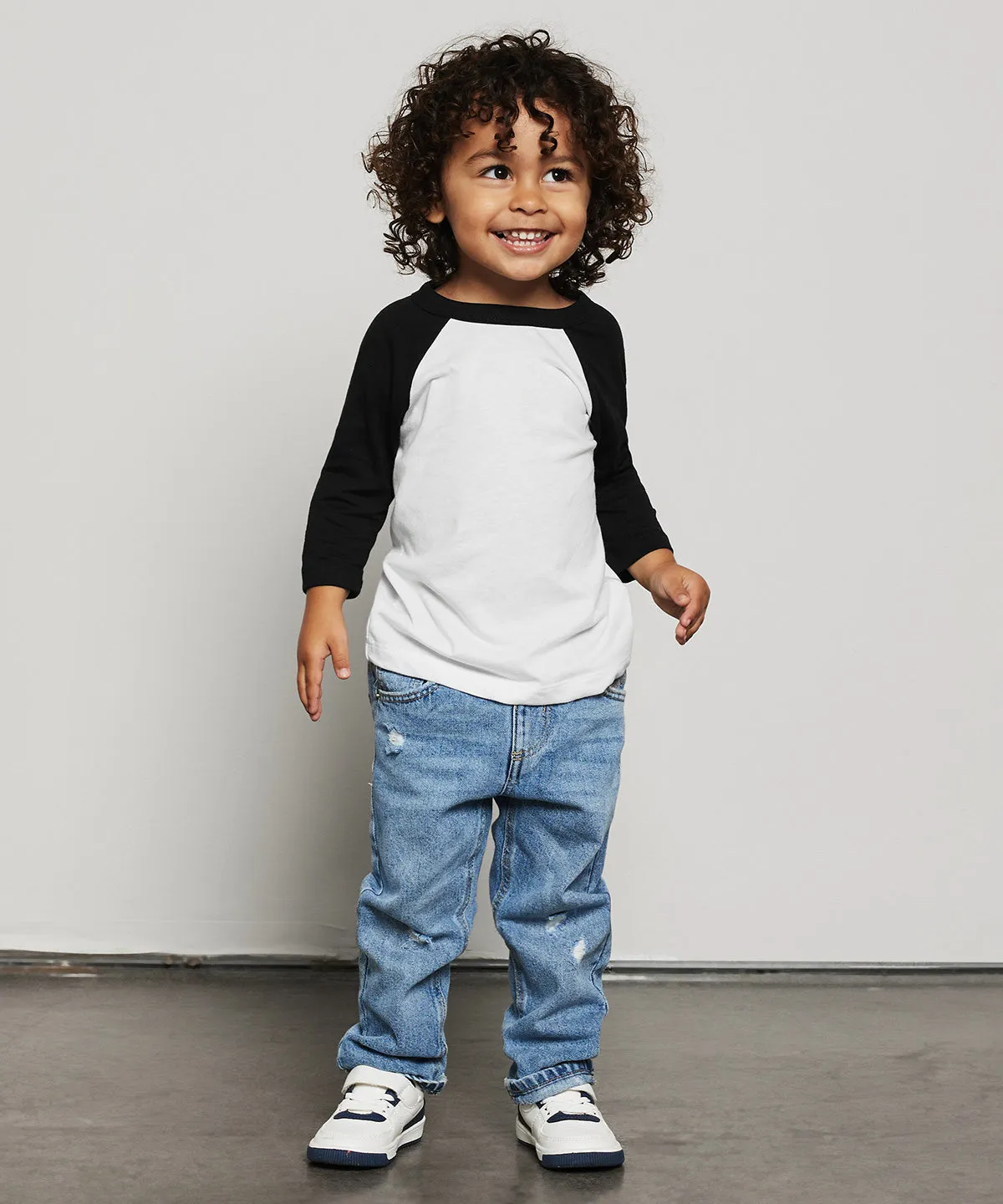 White/Red - Toddler ¾ sleeve baseball tee