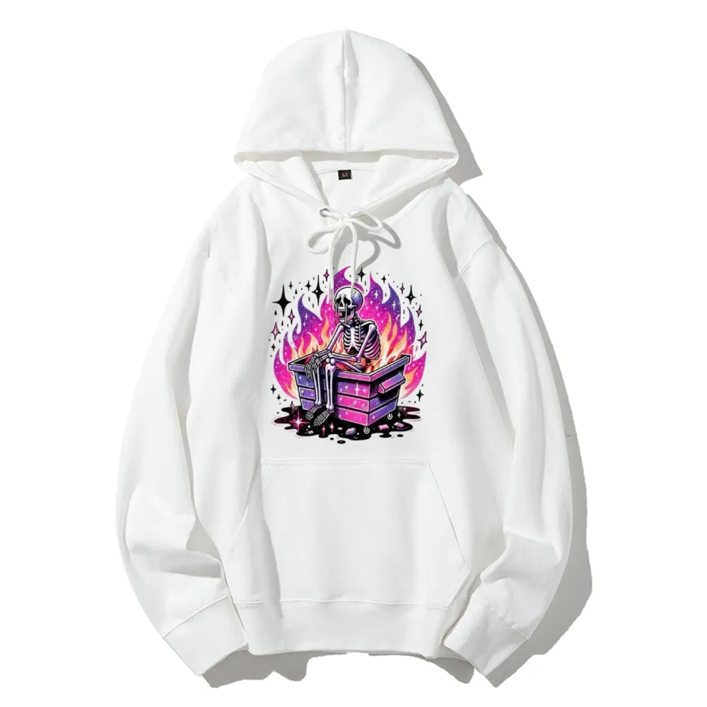 Women Cute Crying Skull Graphic Hoodies