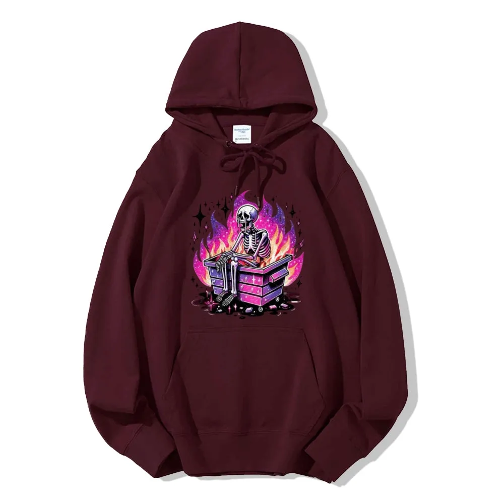 Women Cute Crying Skull Graphic Hoodies