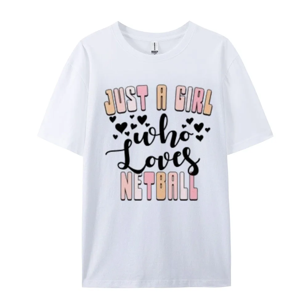 Women Girls A Girls Who Love Netball Letter Print Graphic T-shirt