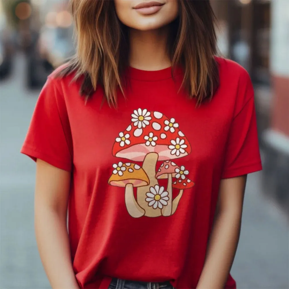 Women Mushroom Print Graphic T-shirt