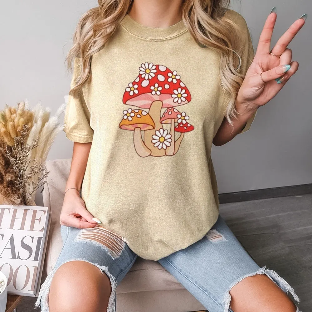 Women Mushroom Print Graphic T-shirt