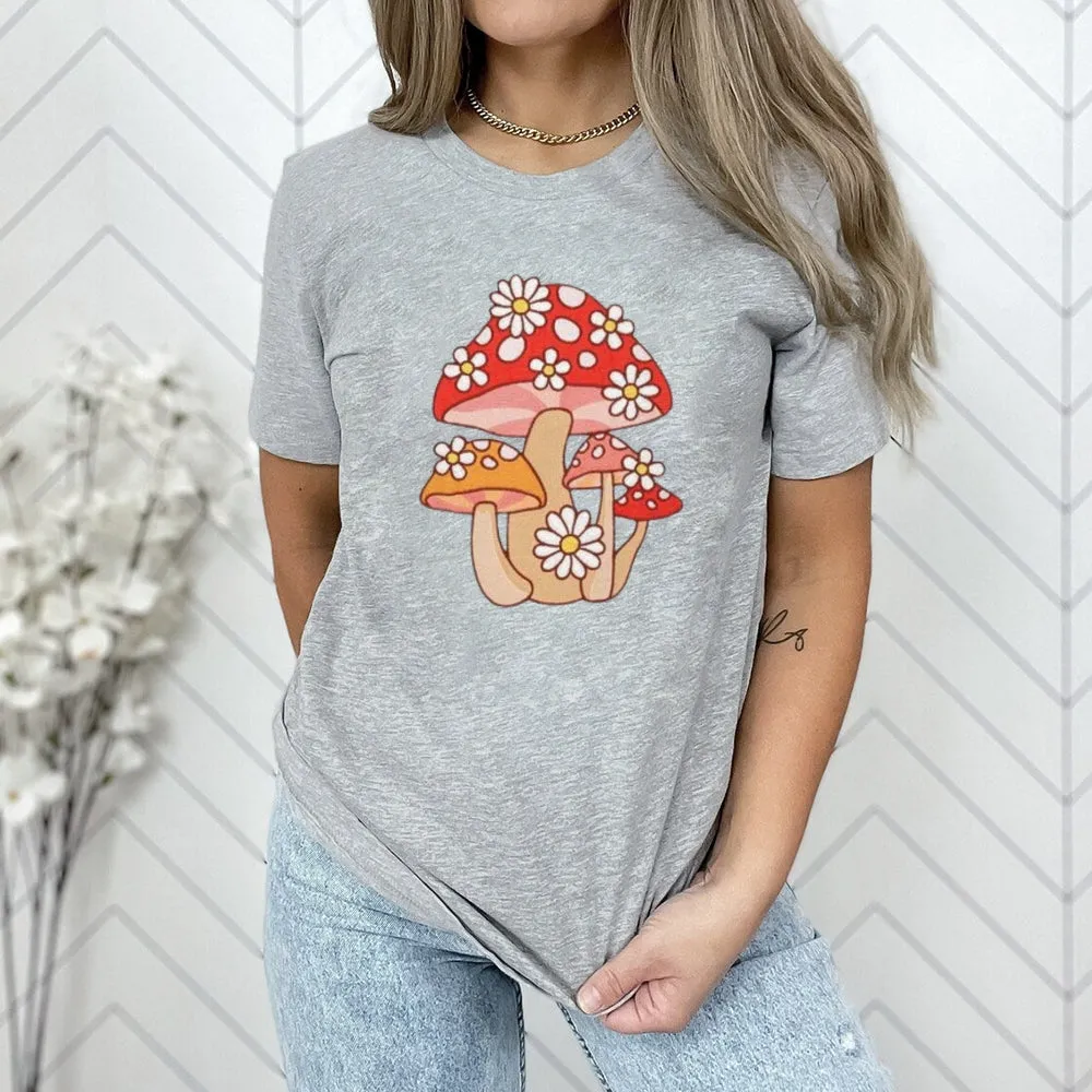 Women Mushroom Print Graphic T-shirt