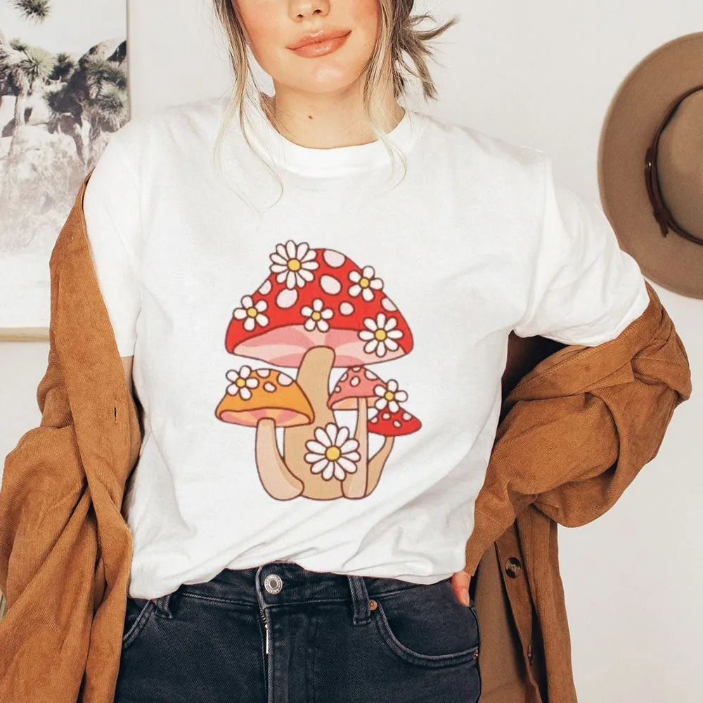 Women Mushroom Print Graphic T-shirt