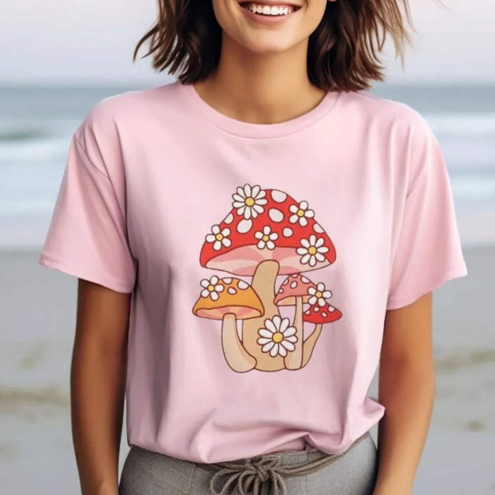 Women Mushroom Print Graphic T-shirt