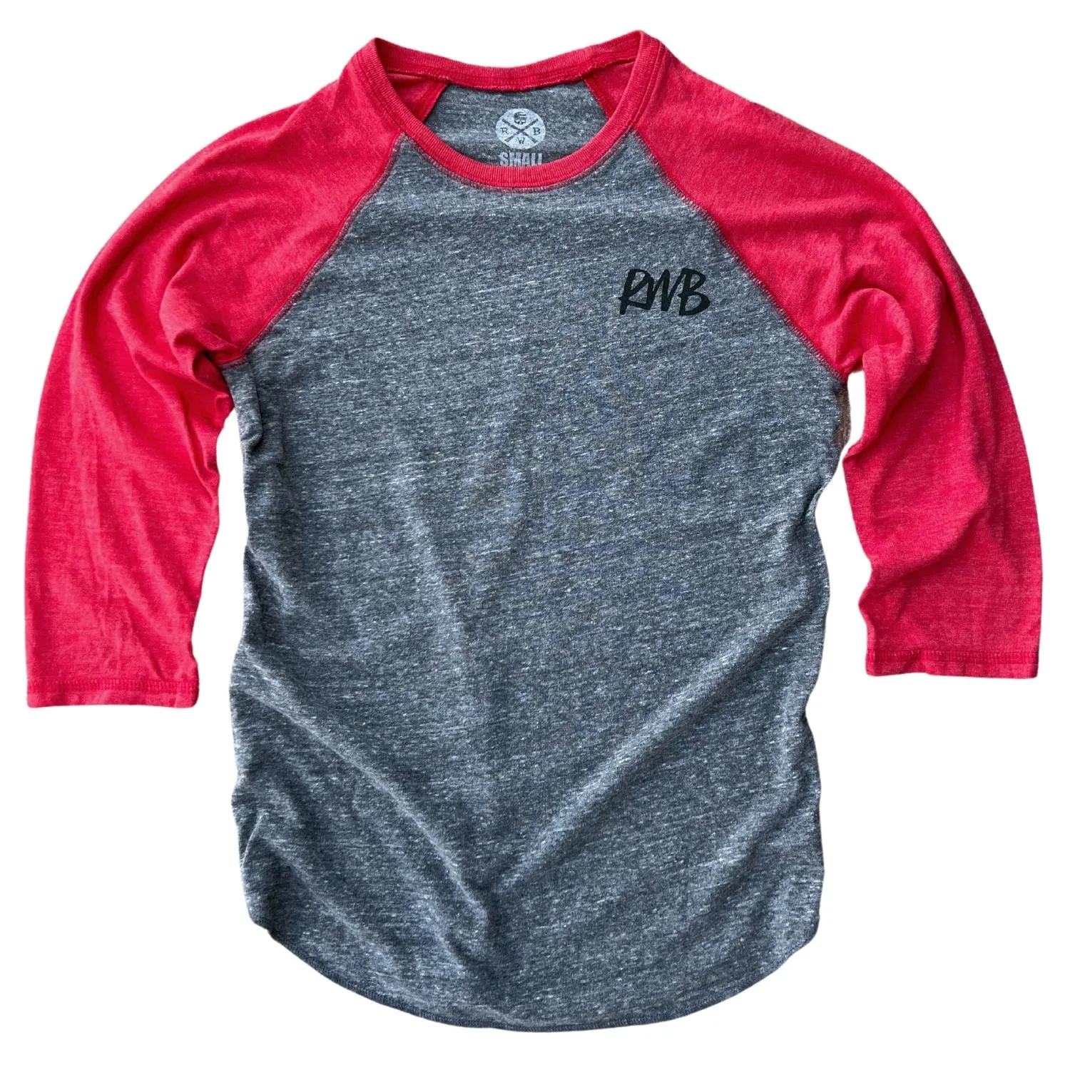 Women's American Flag Old Glory Raglan Baseball Shirt (Red / Gray)