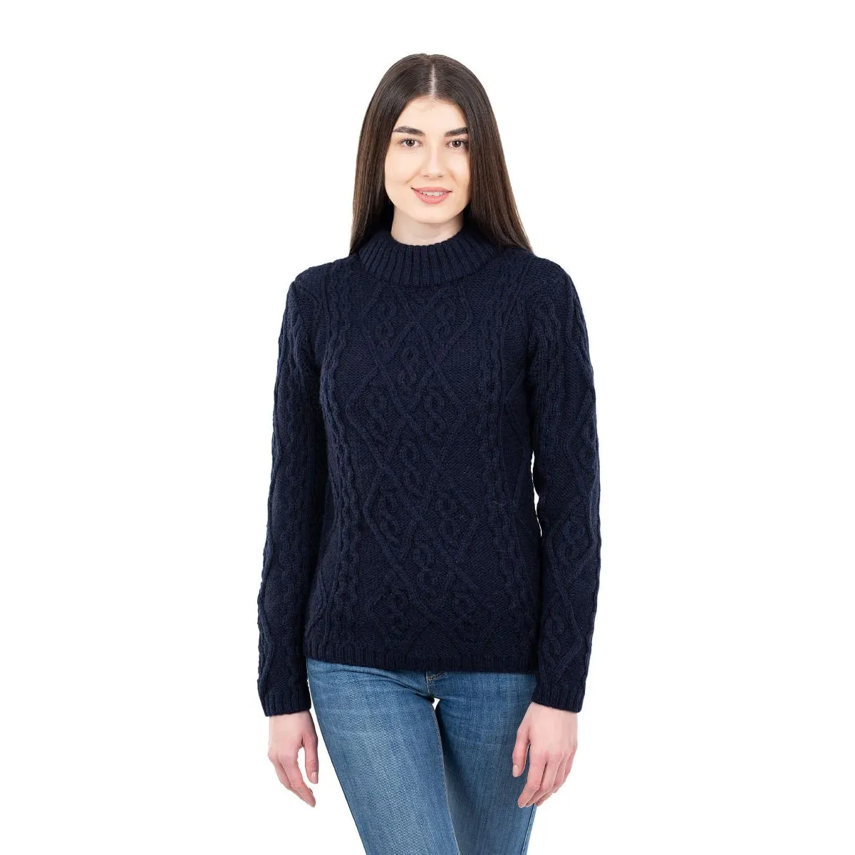 Women's Wool Cable Knit Aran Sweater