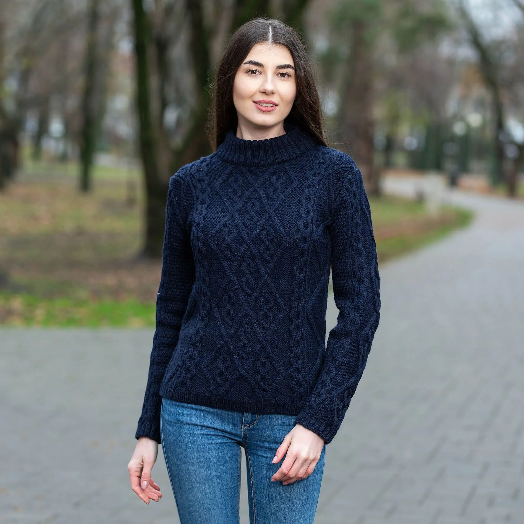 Women's Wool Cable Knit Aran Sweater