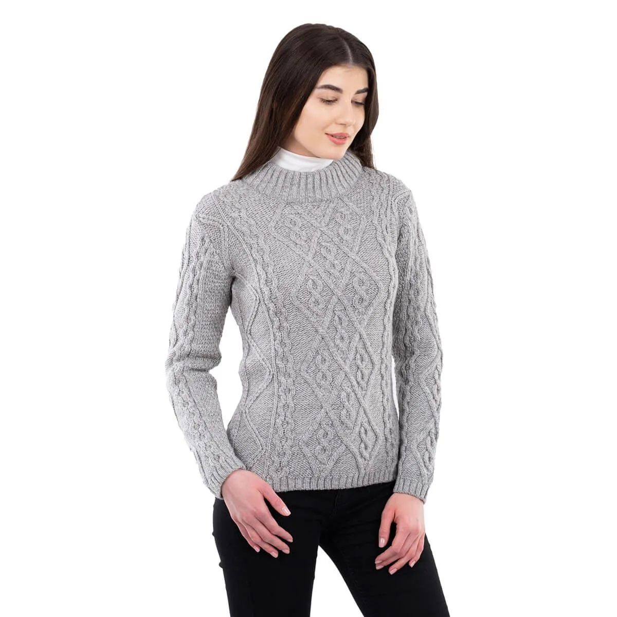 Women's Wool Cable Knit Aran Sweater