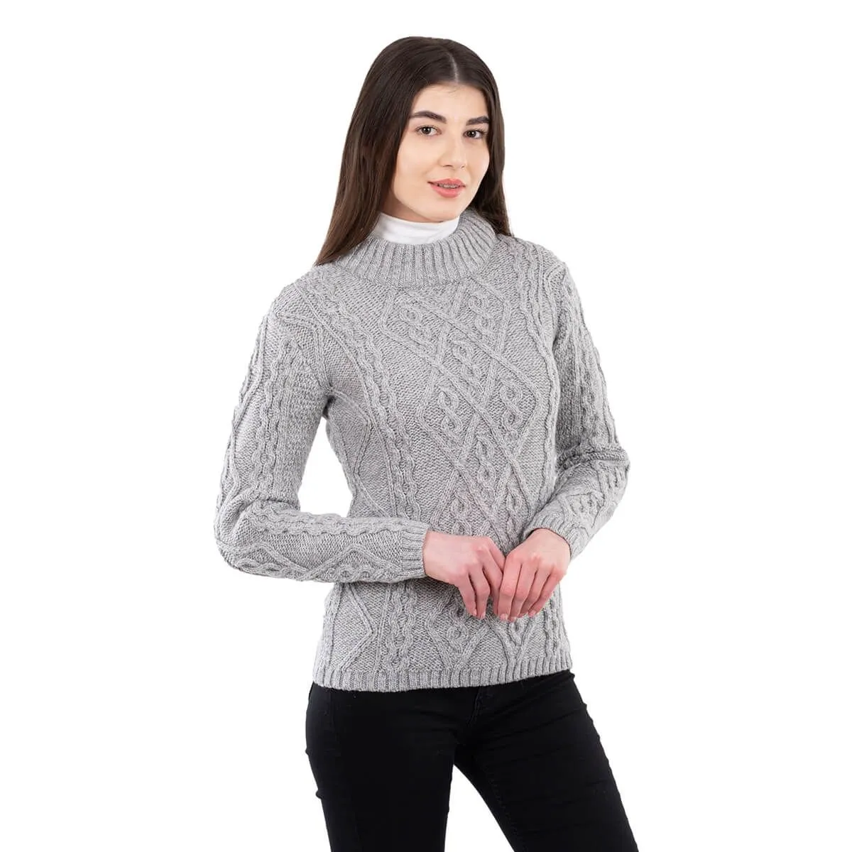 Women's Wool Cable Knit Aran Sweater