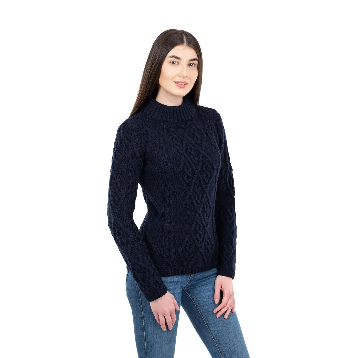 Women's Wool Cable Knit Aran Sweater