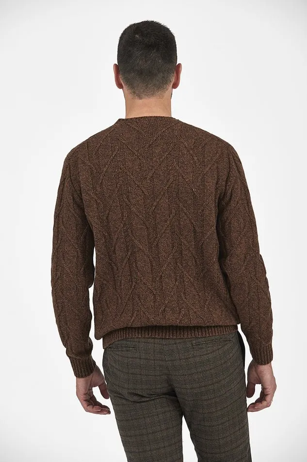 Wool Blend Cable Crew Neck Jumper