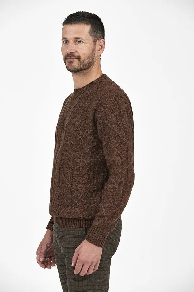 Wool Blend Cable Crew Neck Jumper