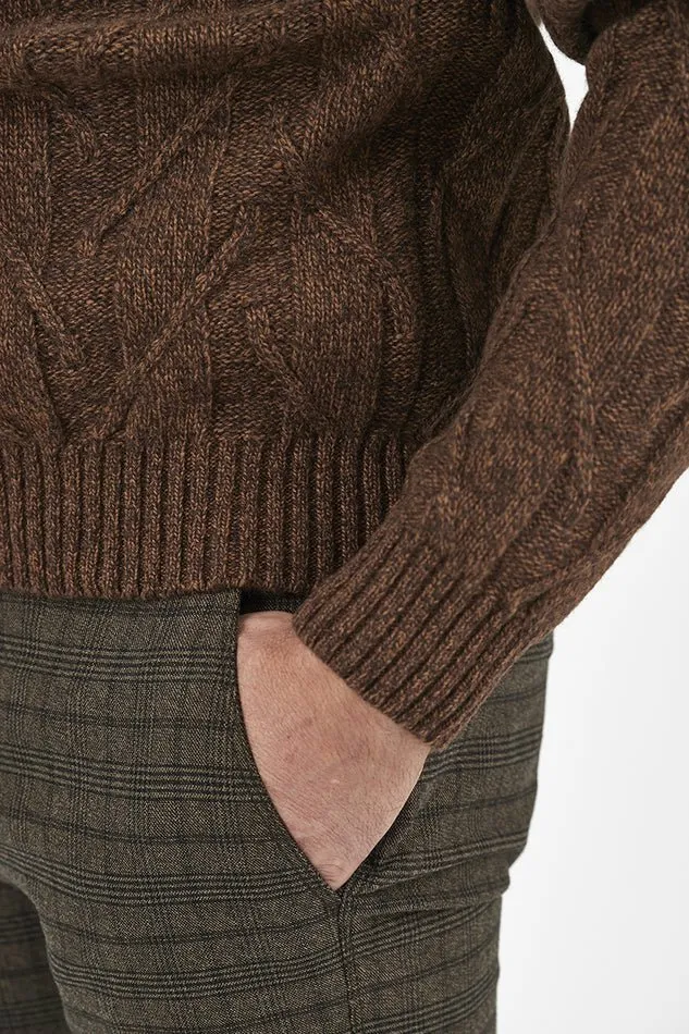 Wool Blend Cable Crew Neck Jumper